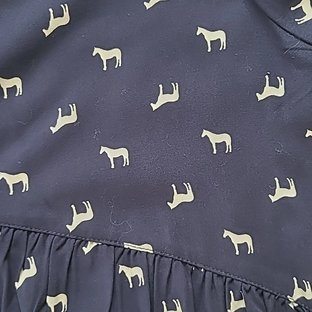 Nordstrom Navy & White Horse Print Dress - Size L (10/12)